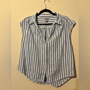 H&M Linen Blend Striped Shirt
Womens S Blue White Coastal Preppy
Resort Classic